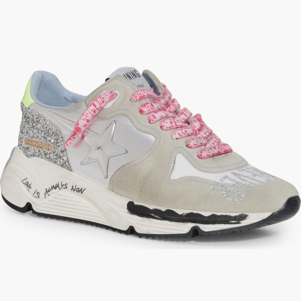 Golden Goose Women's Sneakers with Pink and Silver Accents